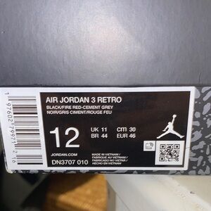 Jordan Air Jordan 3 Retro Black and Fire Red Athletic Shoes